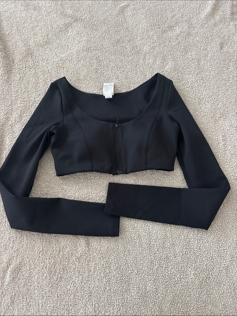 Gymshark Black Cropped Long-Sleeve Zip-Up Top